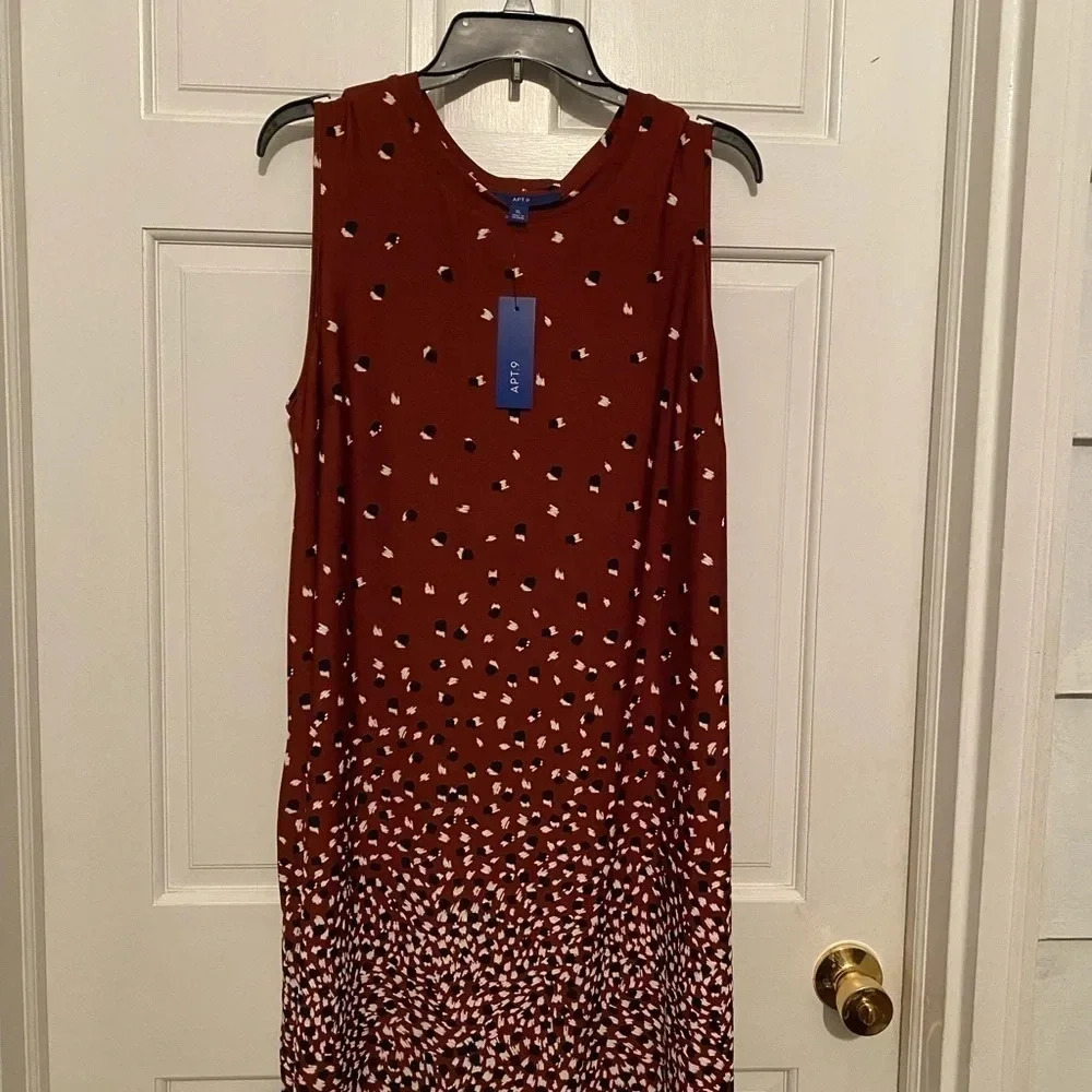 APT.9 Women’s Sleeveless Brown Print Dress Size XL